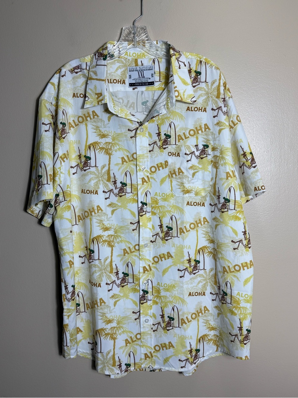 Savage Tacticians Tactical Hawaiian Aloha Shirt XXL Skeleton Surfer
